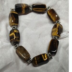 Genuine Tiger's Eye Bracelet • Natural Stone Beads • Stretch Fit • Boho Jewelry